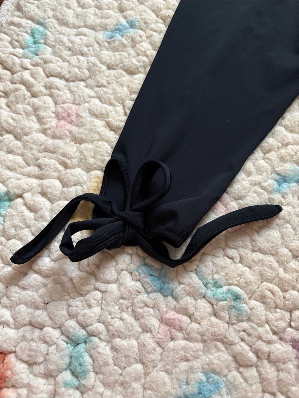 Blackmilk Black Capri Leggings with Tie Hem - Picture 2 of 8